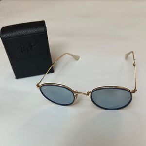 Ray-Ban Gold Frame Sunglasses with Blue Lenses